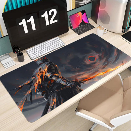 Mouse pad gamer Guerrero Fuego en uso