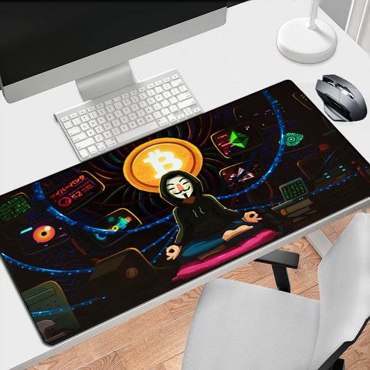 Mouse pad gamer Anonymus Bitcon en uso